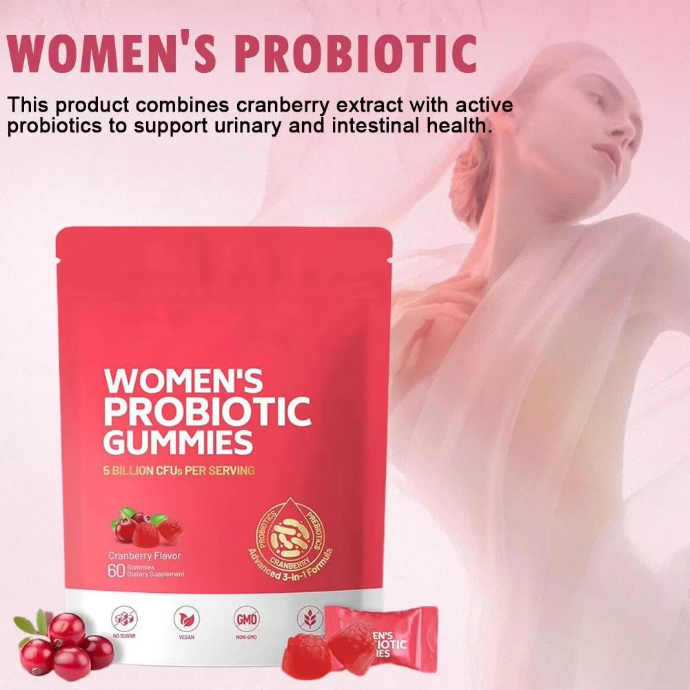 

Женские пробиотические жевательные жевательные жевательные конфеты, женские балансовые pH-желеды для здорового запаха, кишечника, пищеварительной и мочевой жолобы для здоровья