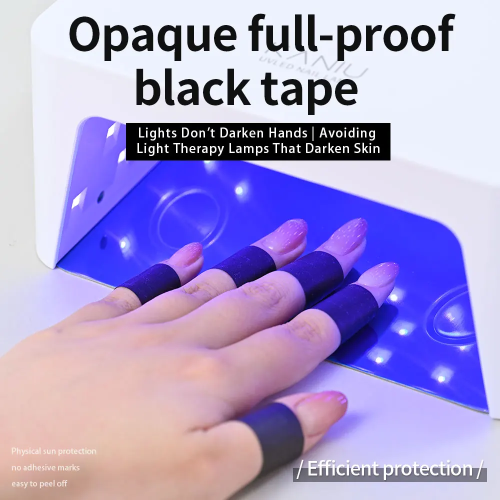 12M/Roll 20MM Width Black Anti-Tanning Nail Protective Tape Nail Protector Light Blocking Film For Gel Curing UV Protection Tape