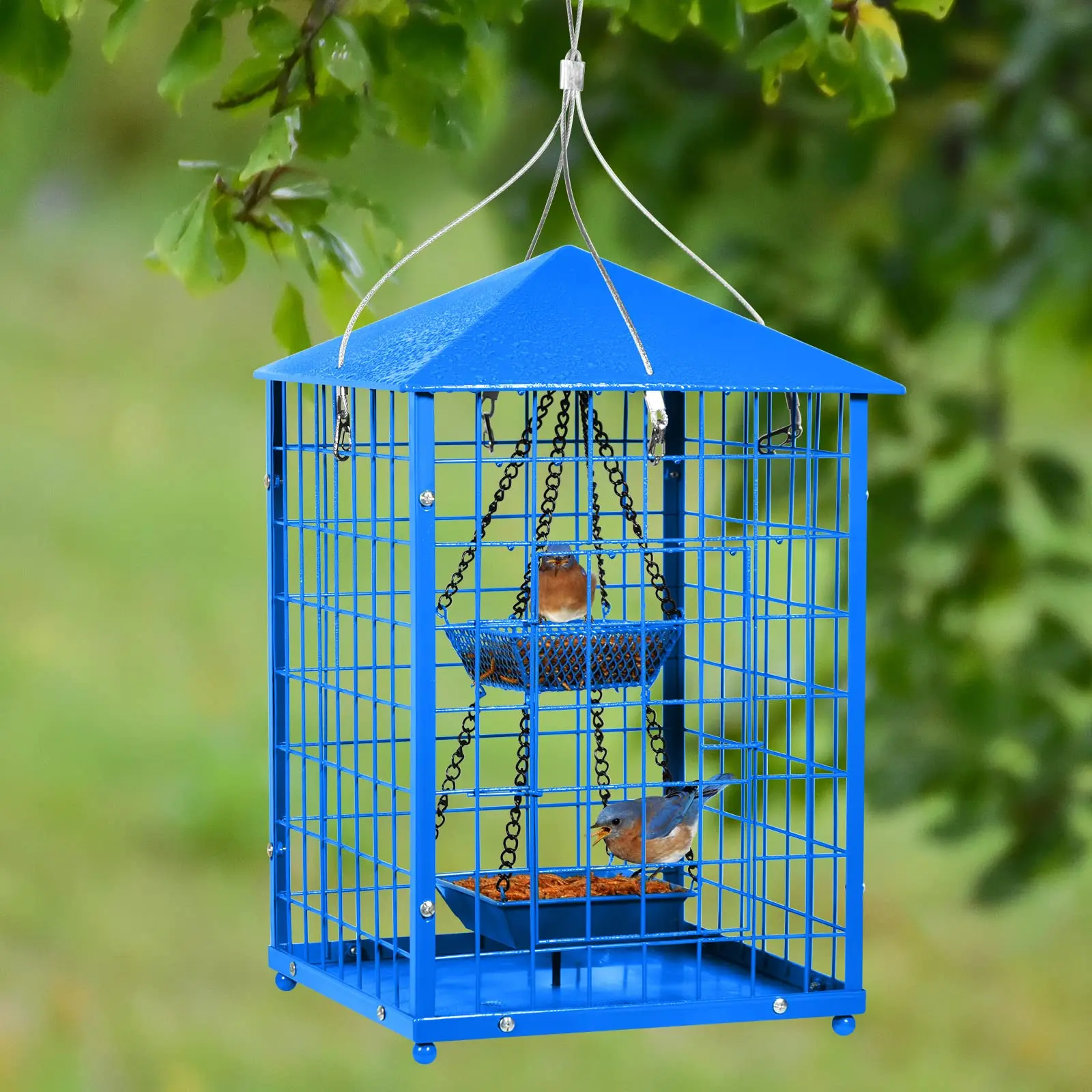 Bluebird metal huge cage mouse anti-bird feeder, DIY wild bird feeder outdoor hanging animal bird feeder
