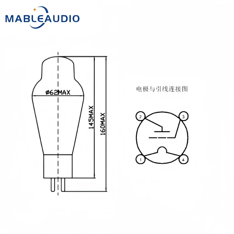 Linlaitube 300B-G Gold Pin Vacuum Tube HiFi Audio Power Valve For Tube Amplifier DIY Replacement  1PC