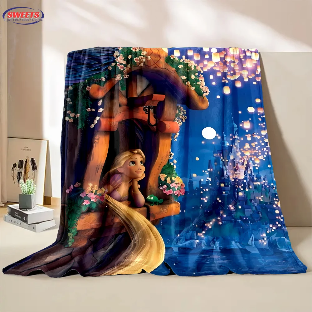 3D Disney Princess Rapunzel Cartoon Flannel Blanket for Bed Bedroom Sofa Picnic,Throw Blanket for Cover Outdoor Leisure Nap Gift