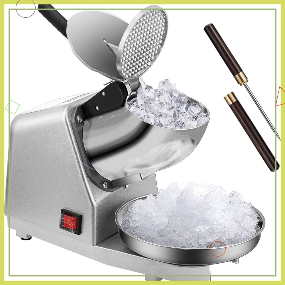 

Электрический измельчитель льда с 4 лезвиями, аппарат для приготовления снежных конусов, серебристый, производительность 210 фунтов/час, для домашнего и коммерческого использования