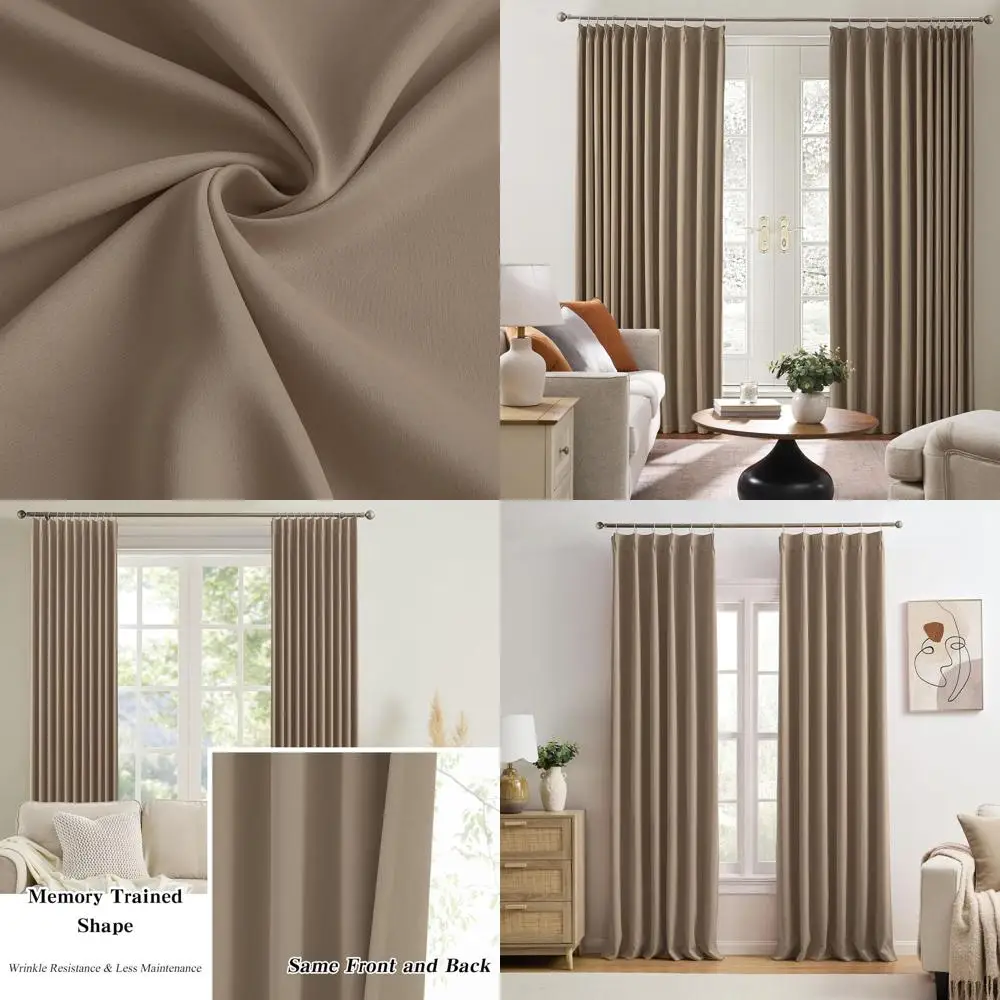 

108, плотные шторы с термоизоляцией, 2 панели, 40 ширинок, капучино, конструкция со сжатыми складками для спален и гостиных