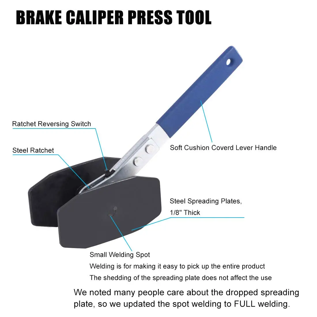 360° Brake Caliper Press Tool with Double Caliper Hangers Ratchet Piston Spreader Automotive Tools Brake Piston Spreader for Car