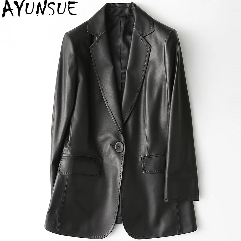 

AYUNSUE 2021 Genuine Leather Jacket Women Clothes Real Sheepskin Coat Famale Half A Size Spring Fashion Blouson Cuir Femme SQQ06