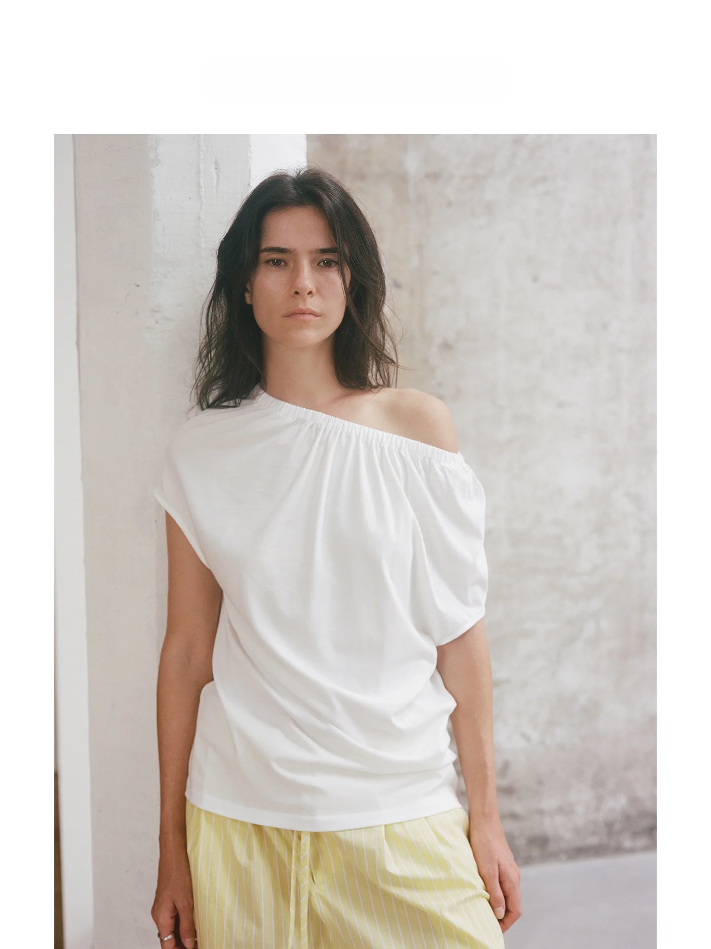 Leonorayang 26ss Black White Short Sleeve T-Shirt Women's Casual Loose Fit Cotton  Color Summer Top with Shoulder Strap ...