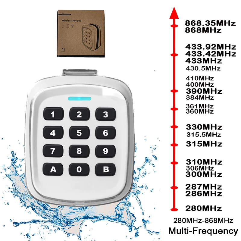 Multi-frequency 280MHz-868MHz Keypad Remote Control Garage Door Opener Wireless Keypad Keyless Entry System Gate Remote Control