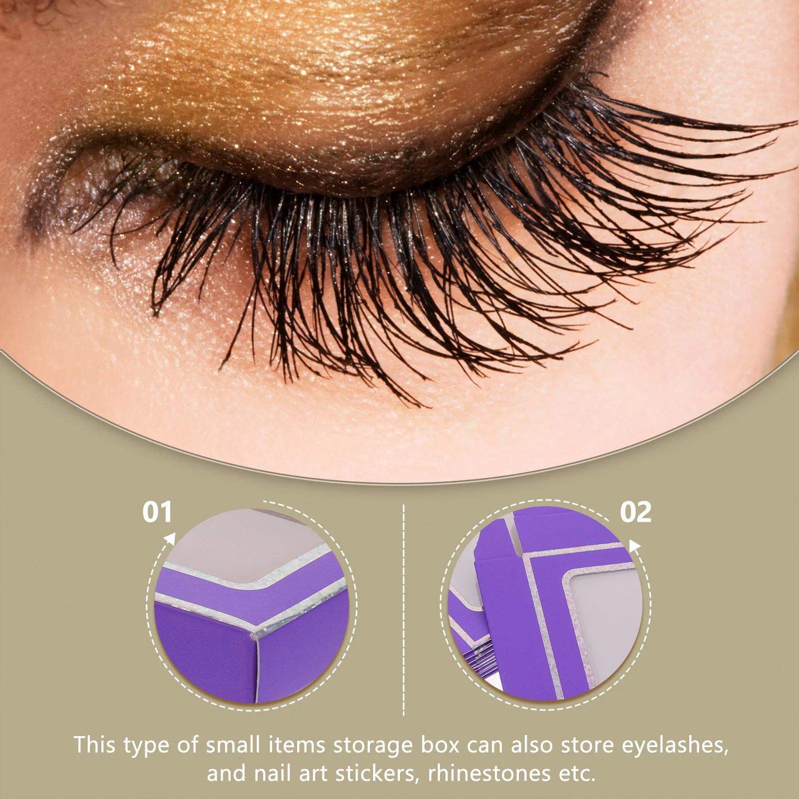กล่องเก็บเล็บปลอม 12 ชิ้น ทนทาน พกพาสะดวก สำหรับเก็บปลายเล็บปลอม ขนตาปลอม คริสตัล กล่องจัดระเบียบเล็บปลอมแบบกดติด