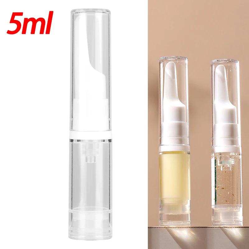 زجاجة مضخة تفريغ شفافة بدون هواء قابلة لإعادة الملء 5 مل، كريم عين لمستحضرات التجميل، حجم السفر، حاويات توزيع الشامبو وأدوات الزينة #1