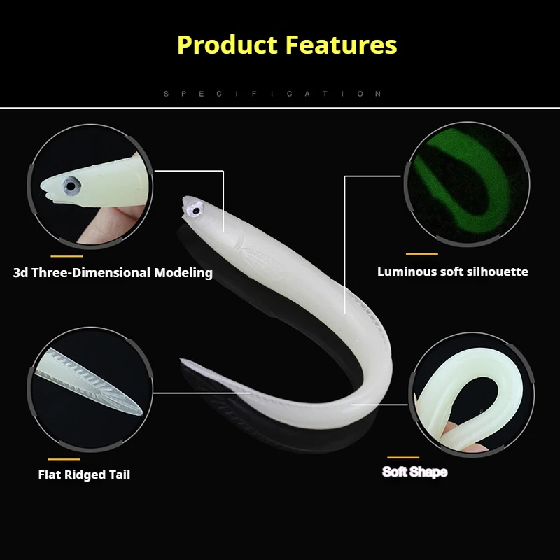 EEL Weiche Angelköder, 14 cm, 6,3 g, Kunstköder, Angelwurm, Silikon, Bass, Hecht, Minnow, Swimbait, Jigging, nachtleuchtende Köder
