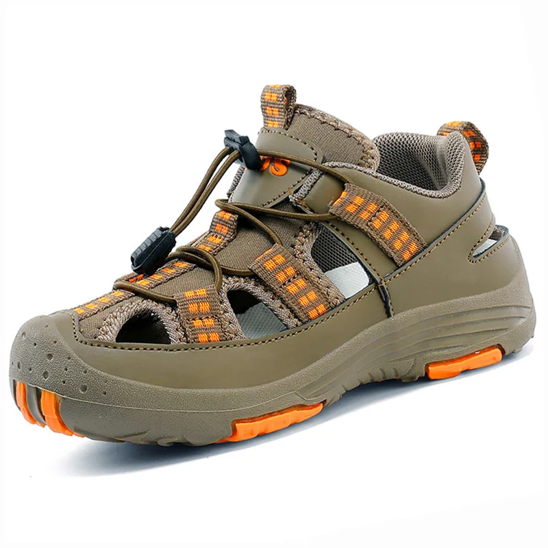 

Детская дышащая летняя спортивная обувь для школы, уличные сандалии для мальчиков, новые детские мягкие нескользящие пляжные сандалии, размеры 30-39