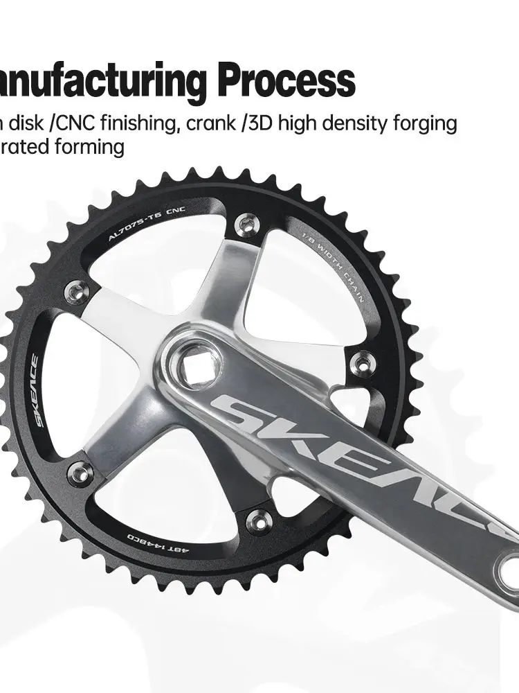AliExpress NONE SKEACE Hollowtech Crankset, Fixie Crank, Single Speed Fixed Gear Bike Parts, Track Racing Bicycle Chainring, 48T, 165mm, 144BCD