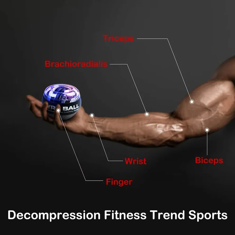 LED Gyroscopic Power Trainer Ball Autostart Range Gyro Power Wrist Ball Arm Hand Muscle Force Trainer Fitness Equipment