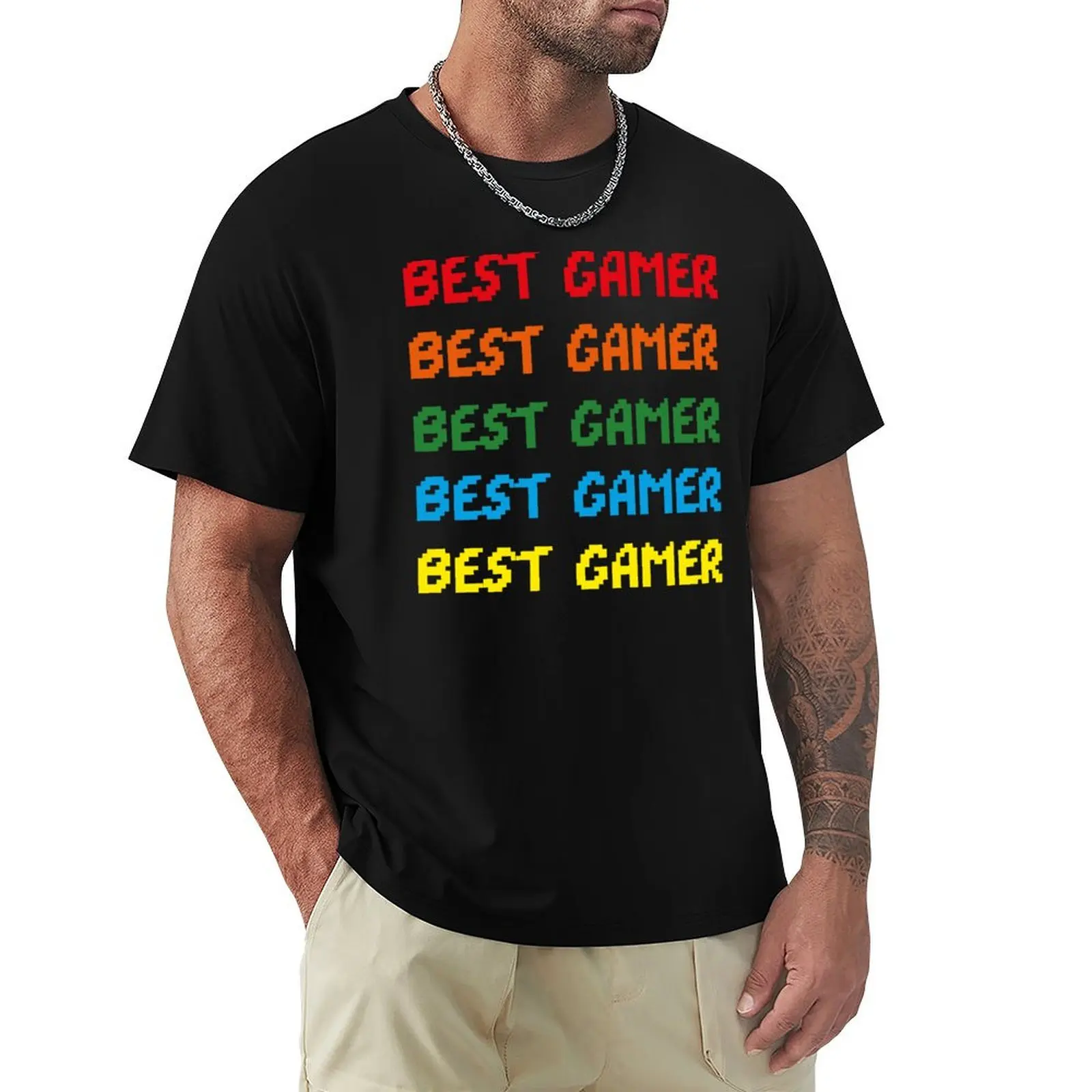 

Gamers gaming rainbow colour design T-shirt tees cute tops Men's t-shirts