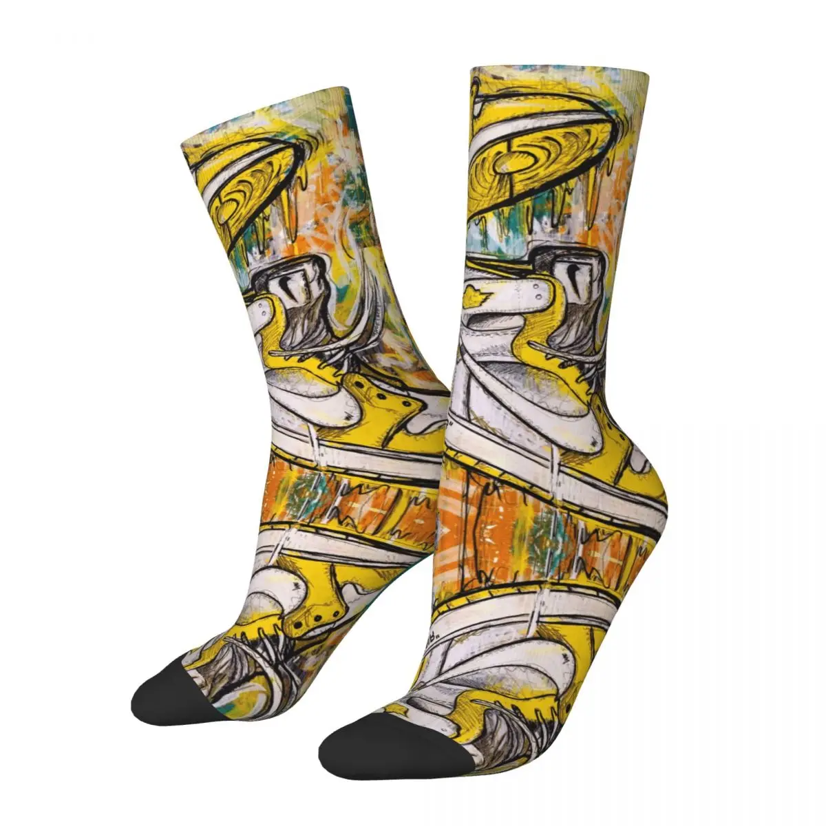 Happy Funny Sneakers Painting Men's Socks Vintage Harajuku Collection Of Shoe Drawings Street Style Casual Crew Crazy Sock