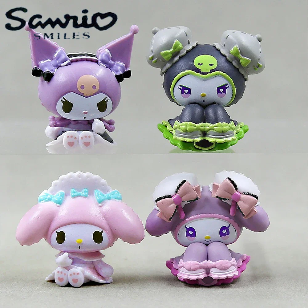 Sanrio 4Cm rysunek Hello Kitty Melody Kuromi Anime Cinnamoroll lalka Kawaii Diy ciasto dekoracja świąteczna pokojówka prezenty zabawka dla dzieci