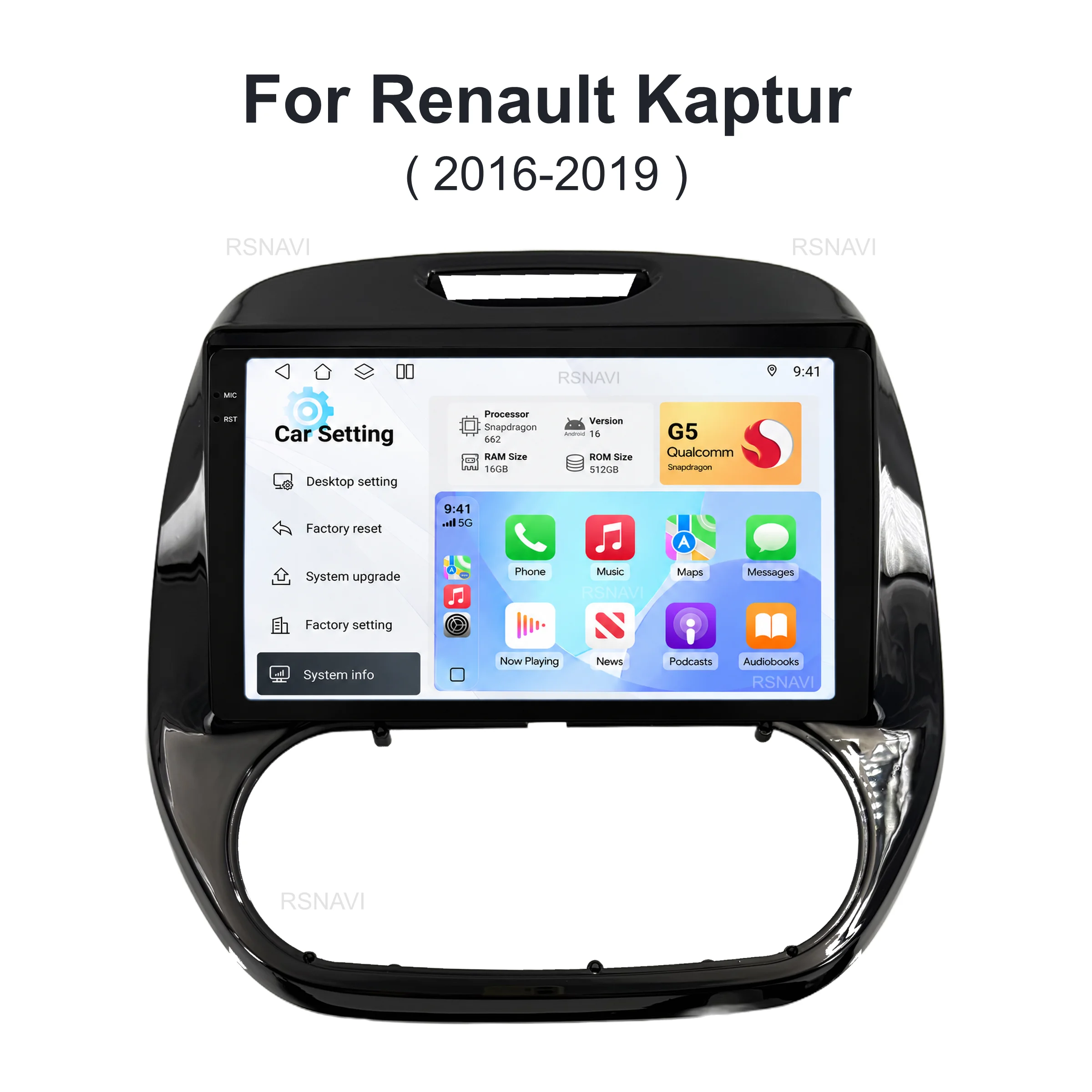 Android 16 For Renault Kaptur Captur 2016- 2019 2K QLED Android Car Radio Multimedia Video Player GPS Stereo CarPlay Navigation