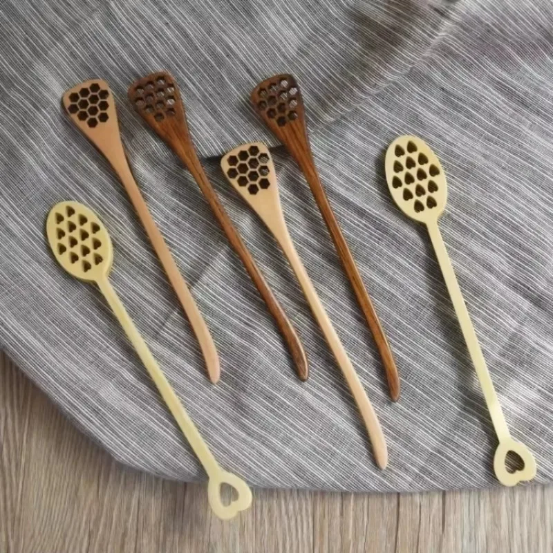 Creative Coffee Drink Honey Stirring Spoon Japanese Environmentally Solid Wood Wooden Tableware Kitchen Household Small Tools