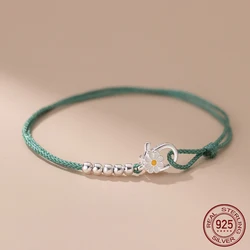 La Monada 19 17cm Red Thread For Hand 925 Sterling Silver Bracelet Women Rope Thread Bracelets For Women Silver 925 Daisy Flower