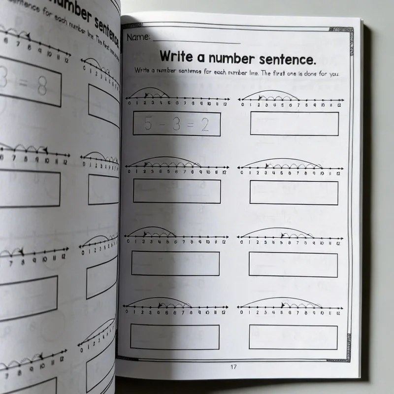 Addition and Subtraction Within 30, 32 Page Math and Arithmetic Workbook, Number Fill in The Blank Game Mathematical Cognition