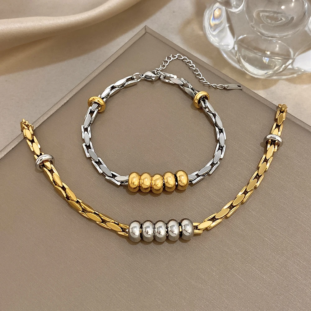Greatera Light Luxus Twisted Steel Ball Gold Chain Armband Charm Zweifarbig Wasserdicht Einzigartiger künstlerischer beliebter Armreif für Männer und Frauen