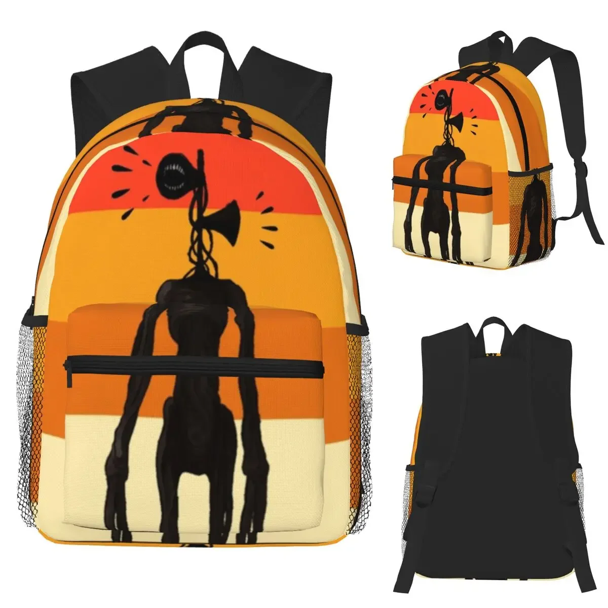 

Siren Head Vintage Stripes Backpack Student Backpack School Bag Hiking Travel Daypack for Men Women Fashion Bookbag Shoulder Bag