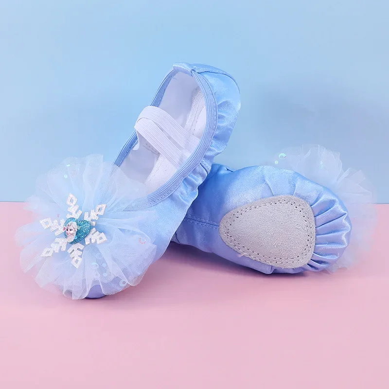 جديد الباليه الرقص أحذية اليوغا الصالة الرياضية شقة النعال الجليد شكل الوردي الأزرق الباليه الرقص أحذية للبنات الأطفال إلى النساء حجم