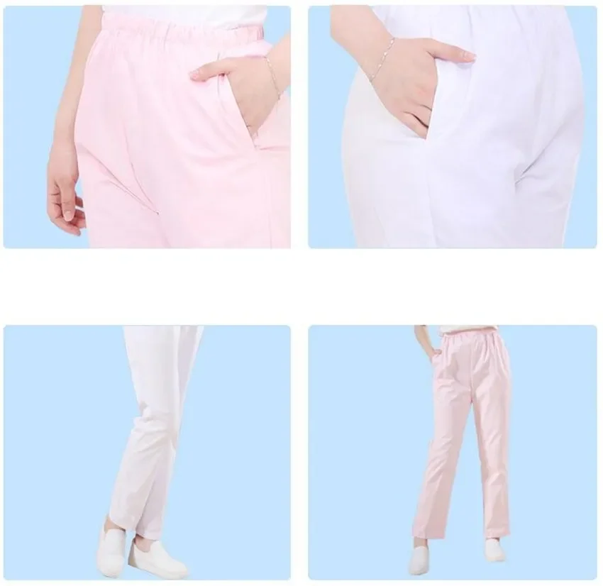 Pantalon d'uniforme d'infirmière d'été pour femmes, pantalon de travail respirant de couleur unie avec poche, pantalon de gommage de toilettage dentaire pour animaux de compagnie