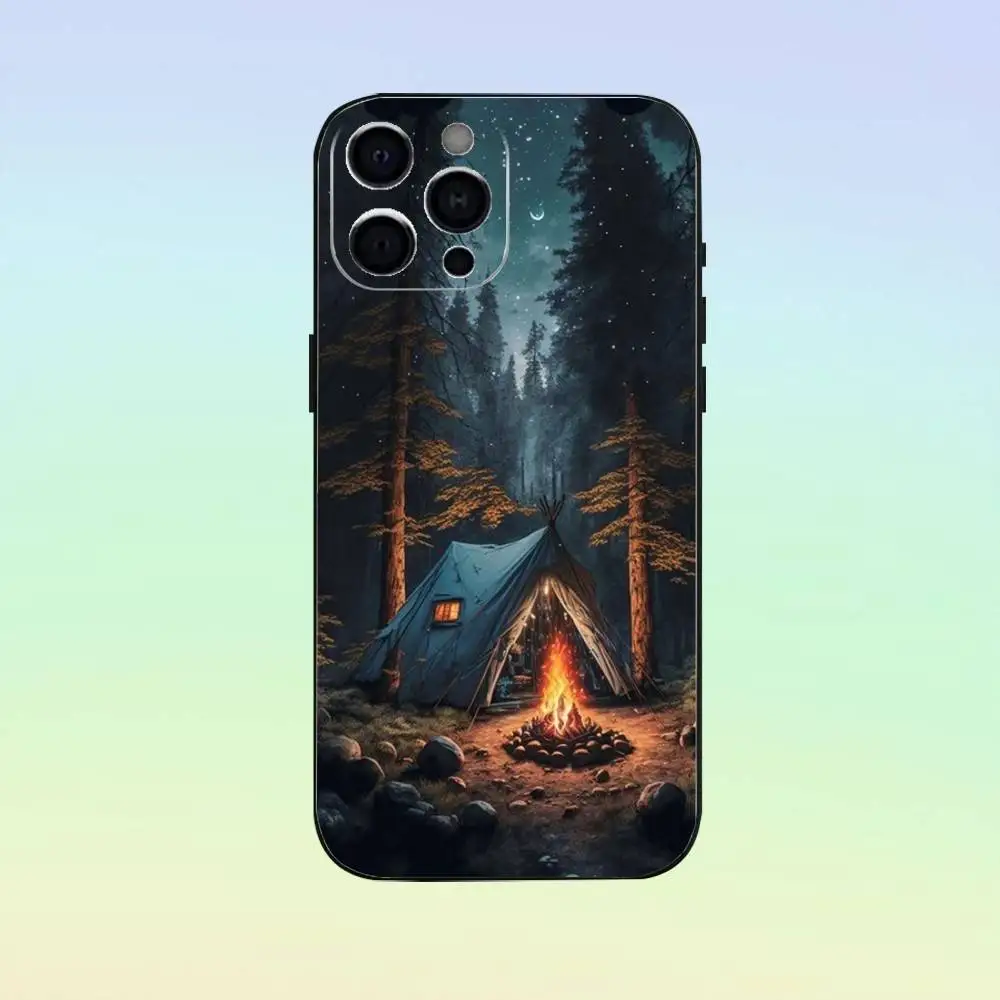 Etui na telefon do użytku na zewnątrz, na kempingu, do iPhone'a 17, 16, 15, 14, 13, 12, 11, miękki silikonowy czarny pokrowiec