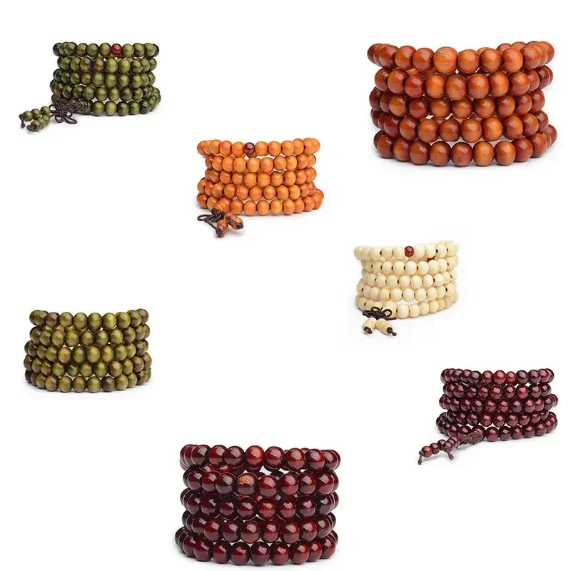 Pulseras 108 Beads 8mm Natural Sandalwood Buddhist Buddha Wood Prayer Bead Mala Unisex Men Bracelets & Bangles Jewelry Bijoux