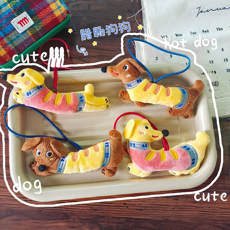 

Sausage Dog Plush Toy Keychain Pendant Cartoon Dog Bag Small Ornament Mobile Phone Decoration Cute Doll Toys For Children Restle