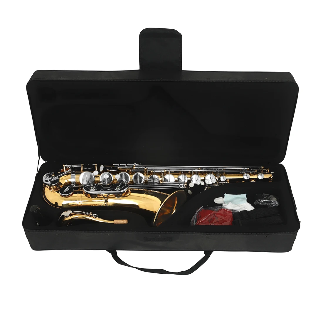 SLADE Bb Tenor Saxophone Brass Body White Shell Keys Sax Professional Woodwind Instruments with Sax Case Parts & Accessories