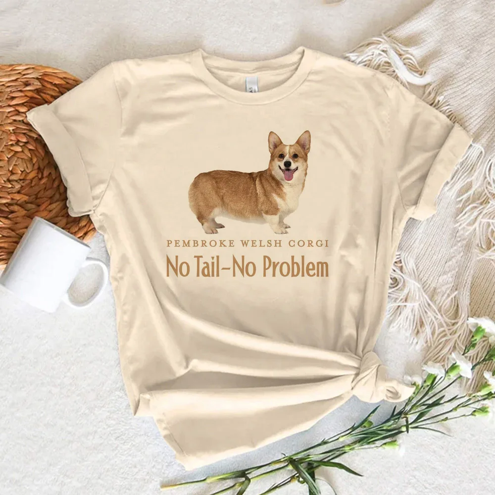 Corgi t-shirts women Y2K top female graphic Japanese funny clothes