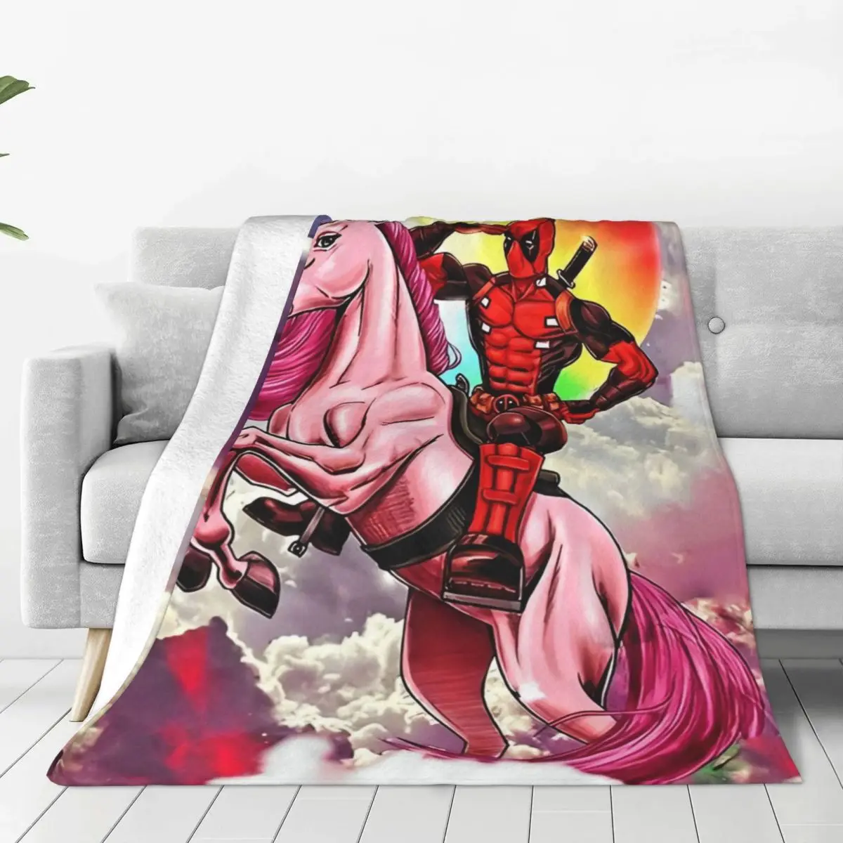 Deadpool & Wolverine Cartoon Blanket Fantasy Comics Decorative Flannel Throw Blanket For Warm Soft Customized Quality Bedspread