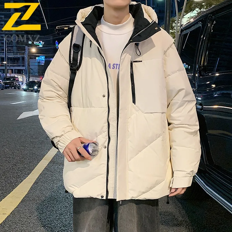 

COMXZ High Quality Down Jacket Wear Resistant Hooded Breathable Gym Puffer Jacket 2025 Work Warm Quilted Jacket Men's Clothing