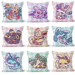 Kawaii Pokemony Poduszka z nadrukiem Kreskówka Anime Eevee Umbreon Sylveon Poduszka Sofa Krzesło Łóżko Samochodowe Poduszka dekoracyjna 35-45cm