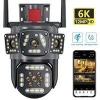 6K 12MP WiFi  Camera Three Screen Wireless Outdoor IP Camera Auto Tracking CCTV Video Surveillance Protection Security Camera