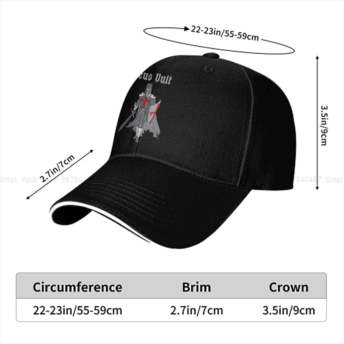 Washed Men's Baseball Cap Deus Vult God Wills It Trucker Snapback Caps Dad Hat Knights Templar Golf Hats