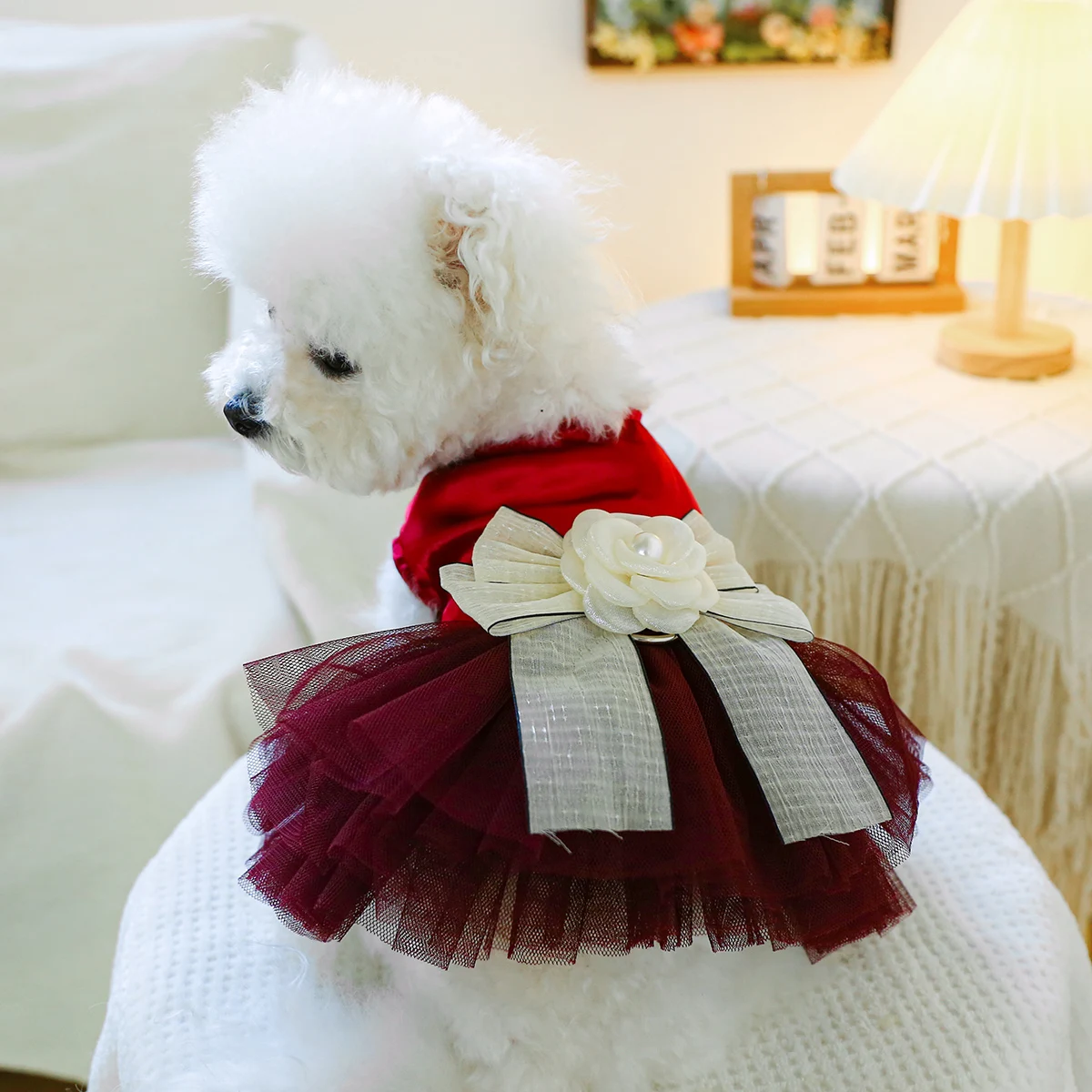 1PC Pet Clothing Cat Vest Red Bow Wedding Dress Princess Dress with Traction Buckle Suitable for Small and Medium Dogs