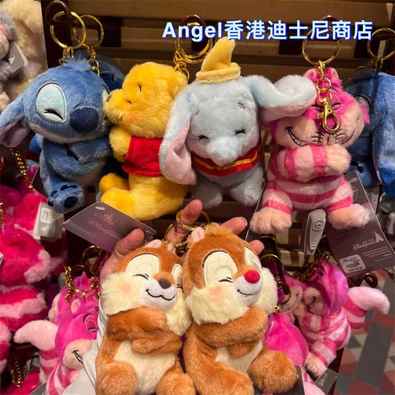 

Hong Kong Disney Soft Hug Series Plush Keychain Winnie Pooh Stitch Dumbo Marie Cat Olaf Bag Pendant For Disney Fans