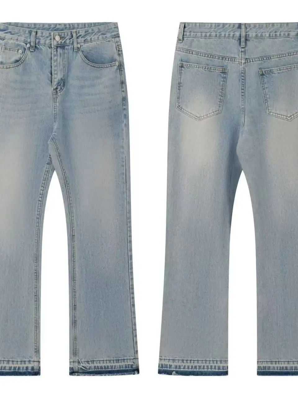 Retro Washed Straight Leg Men's Jeans Black Aged Cleanfit Long Pants Cotton Blend Anti-Ball Brand Unisex mid Waist Summer