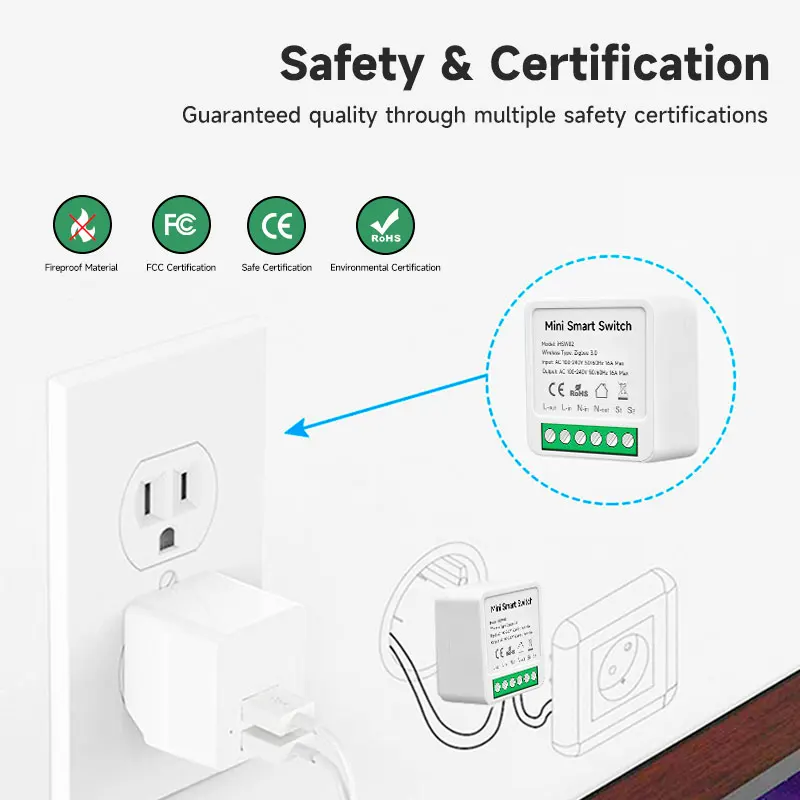 IHSENO ZigBee 16A Smart Switch Tuya Smart Home Automation Mini DIY Breaker Relay Module 2-way Control Voice Works with Alexa