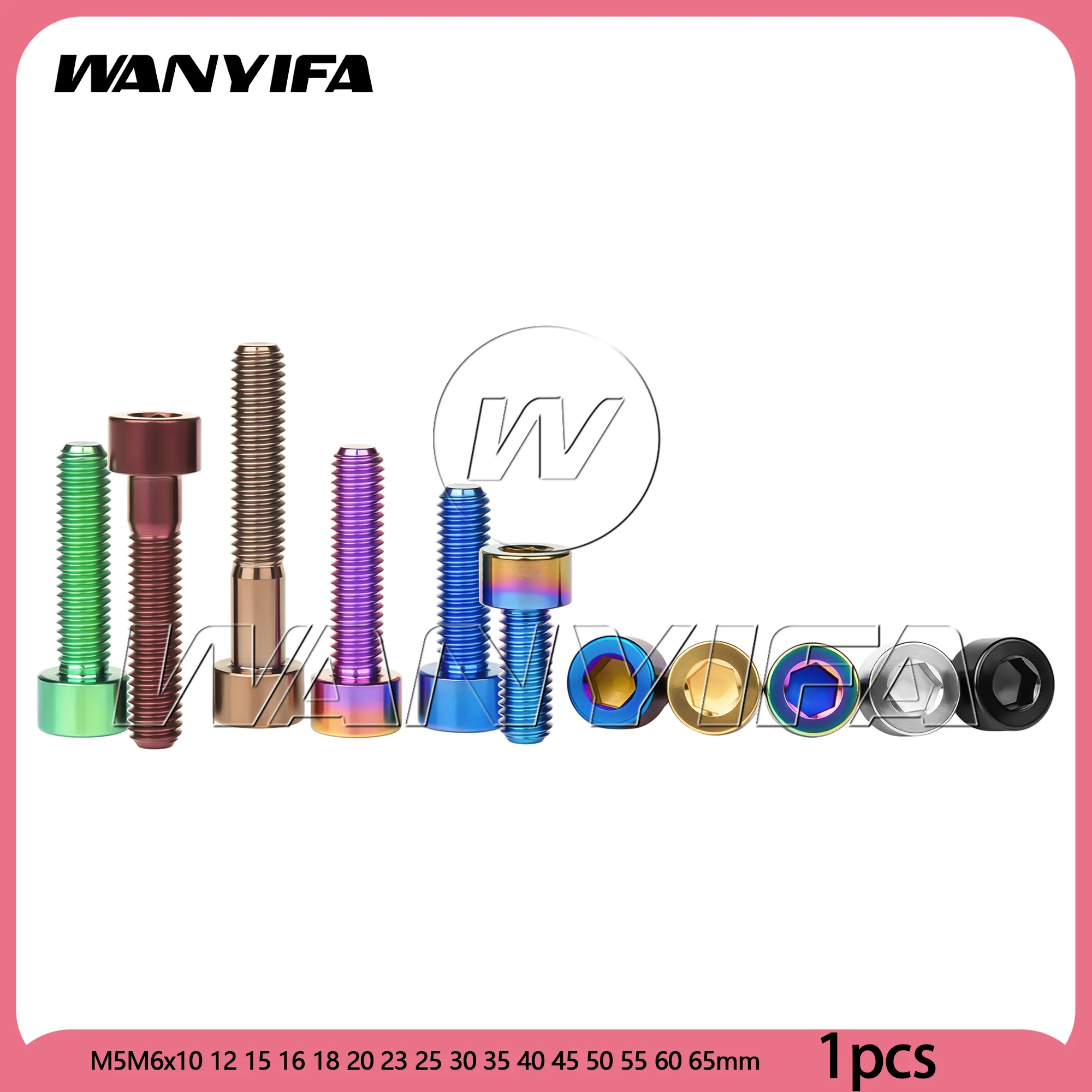 Wanyifa  Titanium Bolt  M5/M6x10 12 15 16 18 20 23 25 30 35 40 45 50 55 60 65mm DIN912 Cap Hex Head for Mountain Bike Parts