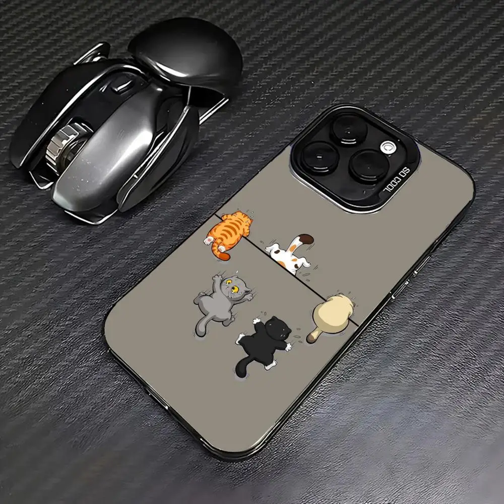 고양이 백 패턴 폰 케이스 아이폰 17 16 15 14 13 12 11 프로/맥스/플러스용 방수 및 충격 방지 백 커버