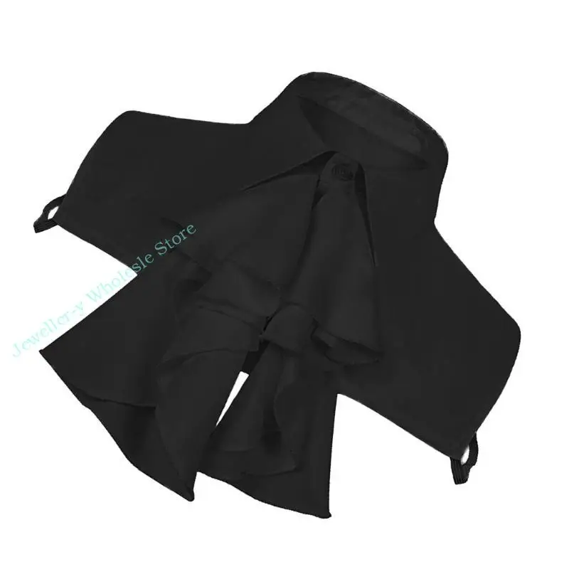 

R7UF Women Faux Collar Blouse Ruffle Front Jabot Half Shirt Detachable Layering Top