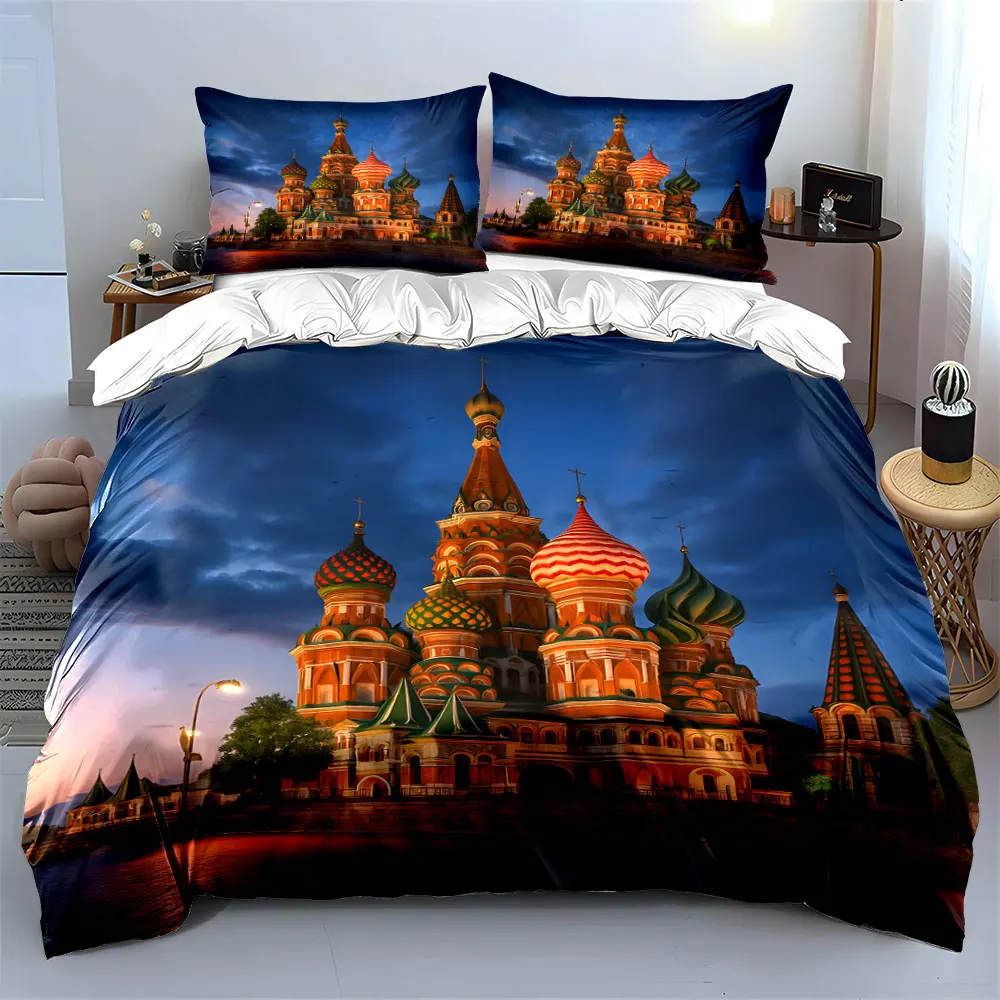 St. Basil's Cathedral at Night Print Soft Comfortable Duvet Cover Bedding Set Included 1*Duvet Cover  2*Pillowcases Luxury Gift