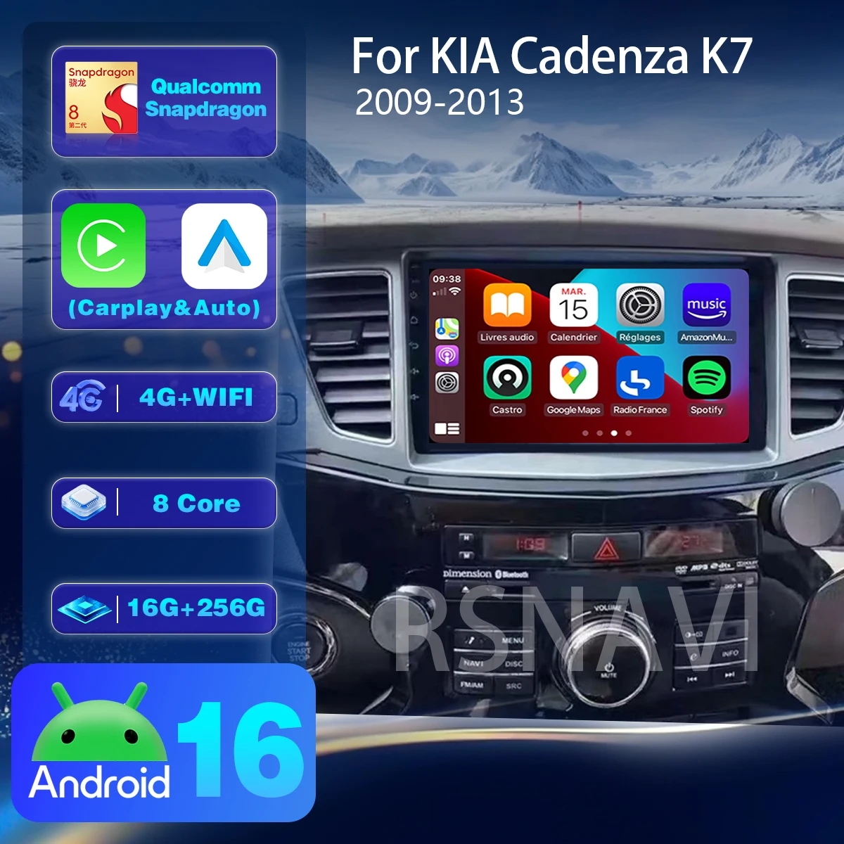 Автомагнитола Android 16 с Carplay для KIA K7 Cadenza 2009-2013, мультимедийный плеер, DSP, GPS, стерео, беспроводное подключение, Plug and Play
