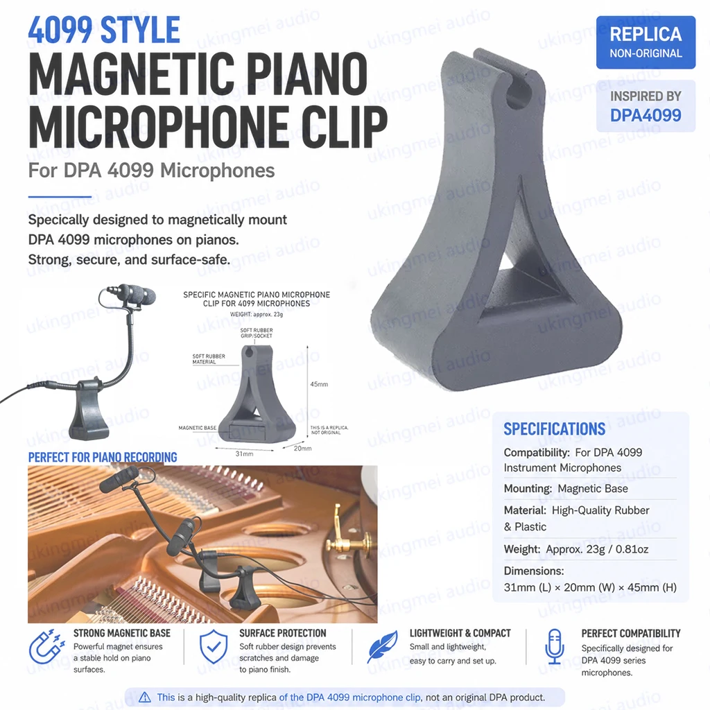 Magnetic Piano Microphone Clip for DPA 4099 Series Microphones Stable & Scratch-Free Mount for Professional Piano Recording