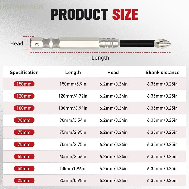

K5 Anti Slip Cross Screwdriver Head Set High Hardness Impact Batch Strong Magnetic High Torque for DIY And Professional Use