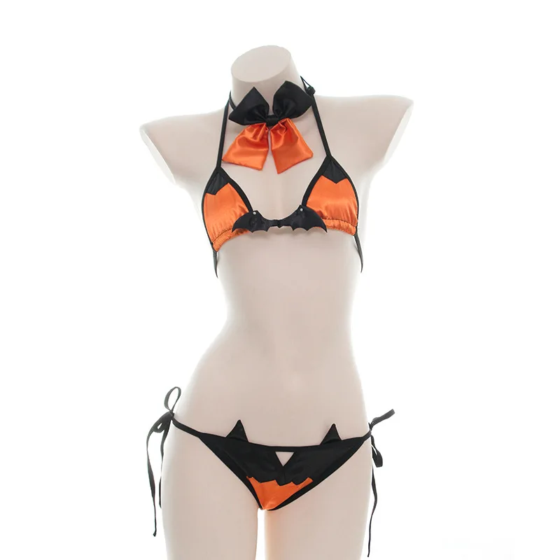 

Japanese Anime Underwear Pumpkin Devil Costumes Sexy Halloween Cosplay Women Devil Wings Maid Lingerie Swimsuit Bandage Intimate